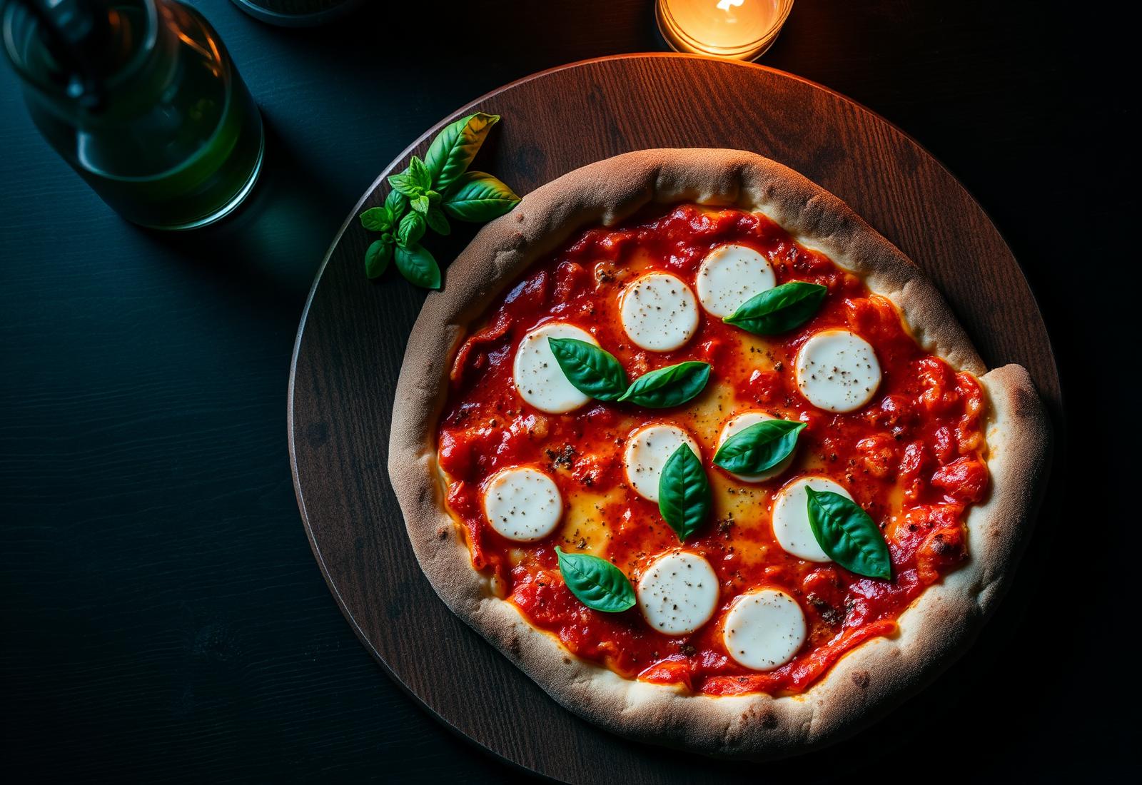 Wood-fired margherita pizza